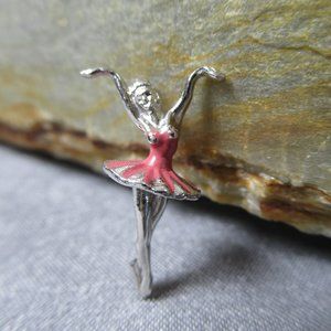 Ballerina in Pink Tutu Charm, Sterling Silver